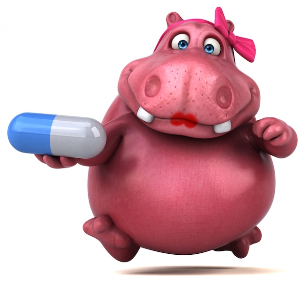 Pink Hippo - 3D Illustration