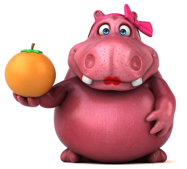 Pink Hippo - 3D Illustration