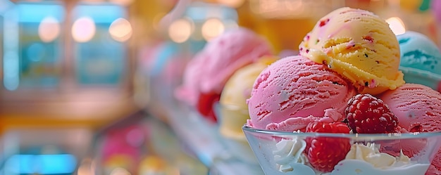 a pink ice cream cone with a pink ice cream in the background