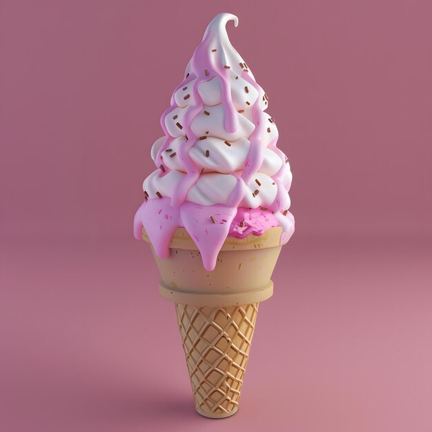 a pink ice cream cone with the word ice cream on it