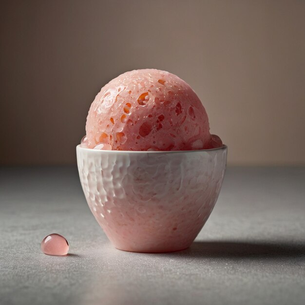 Photo a pink ice cream with the word ice on it