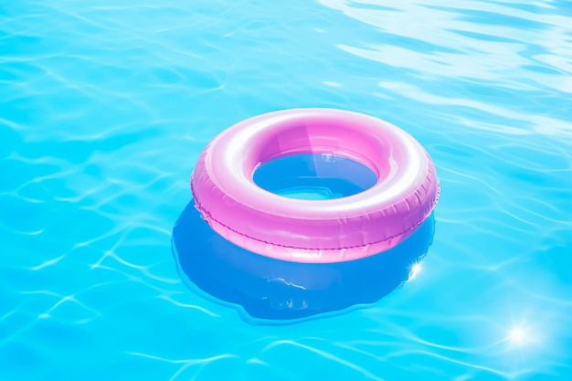 Pink inflatable circle in the pool summer vacation AI Generated