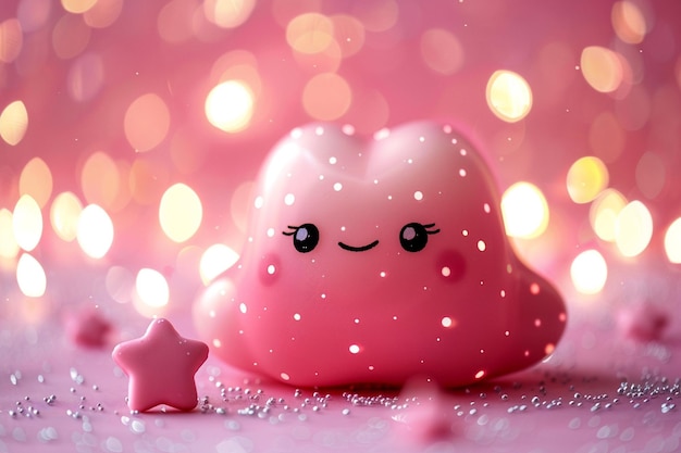 Photo a pink kawaii star with a pink background