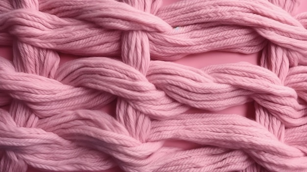 A pink knitted sweater with the word wool on it.