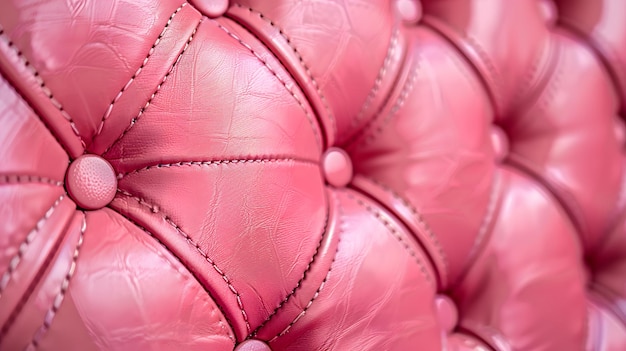 a pink leather chair with a gold stitched band on the top