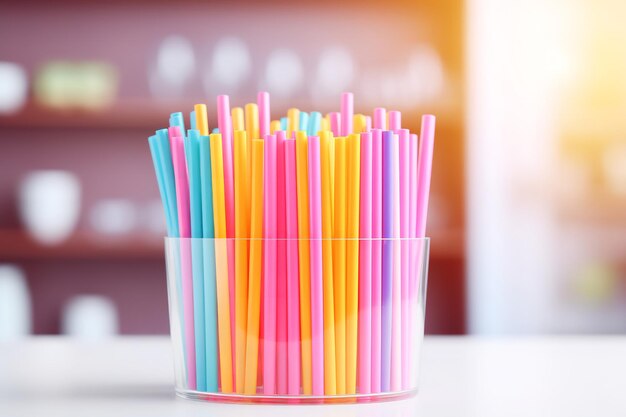 A pink lemonade stand with colorful straws