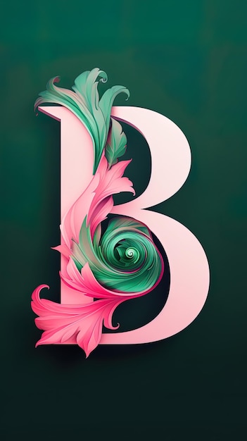 Photo a pink letter b is painted with pink and green stripes