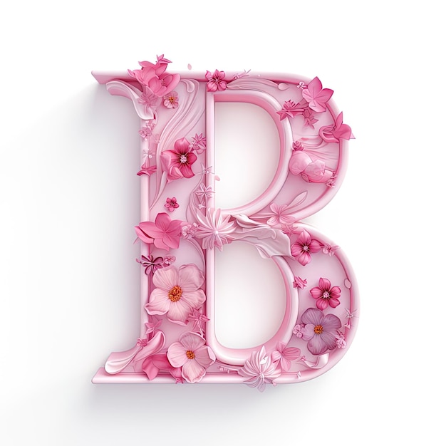 Photo a pink letter b with flowers on it