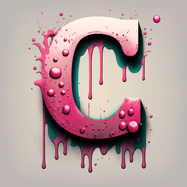 Photo a pink letter c with a pink background and a b on it.