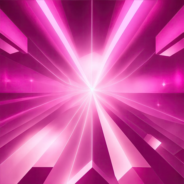 Pink light rays with geometric shapes background