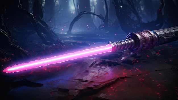 A pink light saber on a piece of paper