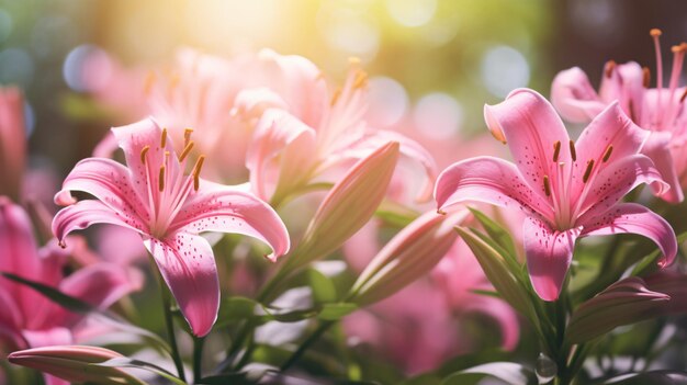 Pink Lilies in the garden and tone color pink Lilly