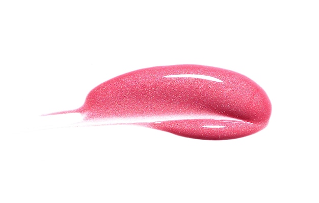 Pink lip gloss brush stroke isolated on white