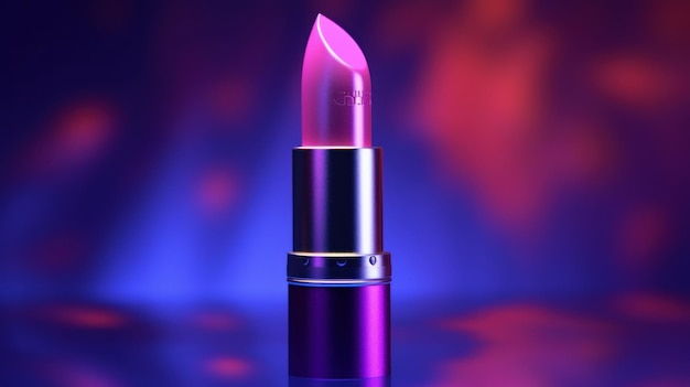 Photo pink lipstick in neon lights