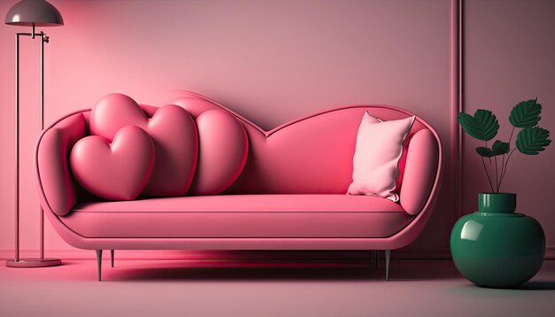 Pink Living room with sofa modern room