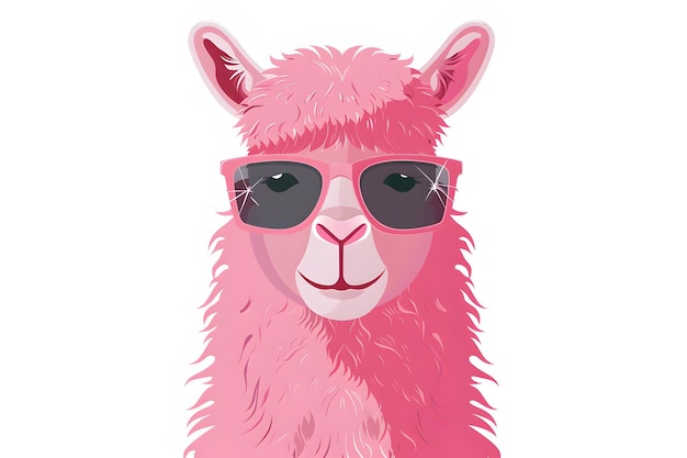 Photo a pink llama with sunglasses on it