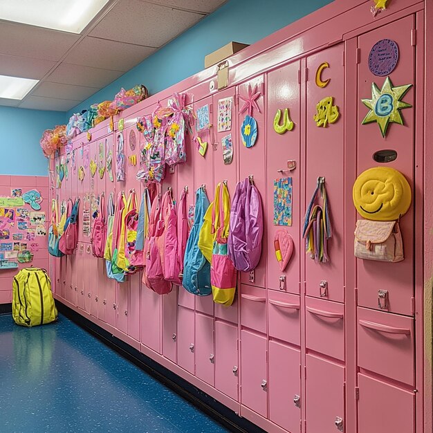 Photo a pink locker with the word alphabet on it