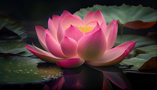 Pink lotus flower in the basin In the garden with Generative AI Technology