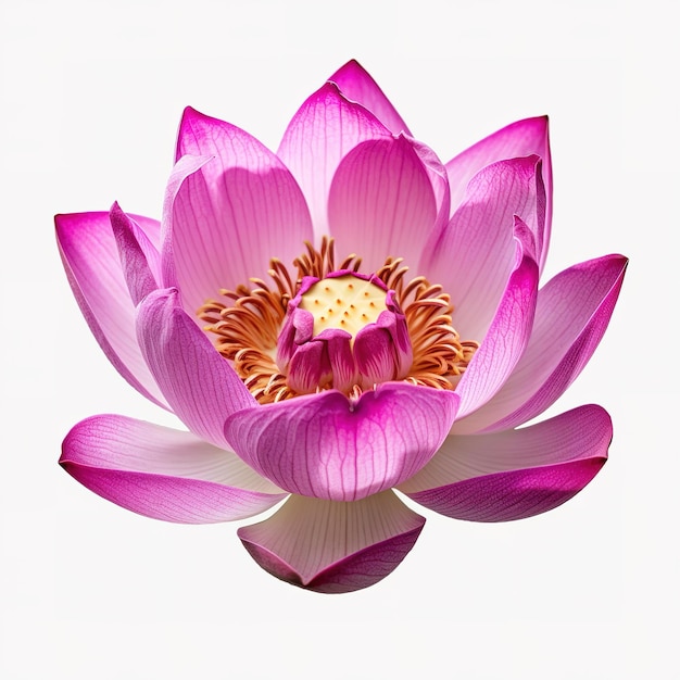 A pink lotus flower with a white background