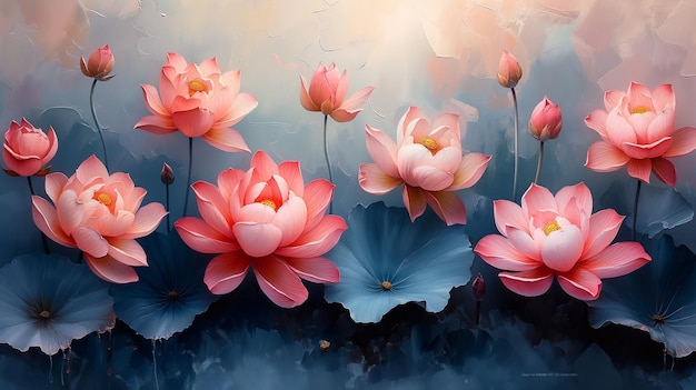 Pink lotus flowers in the water