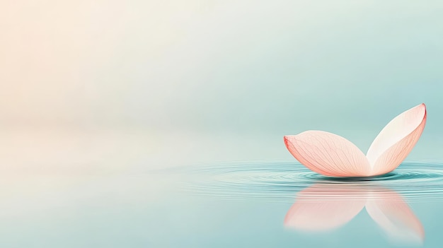 Photo pink lotus petal floating on calm water with ripples