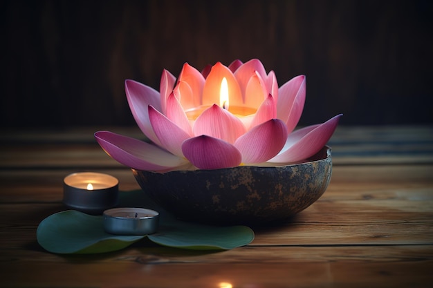 pink lotus with the candles