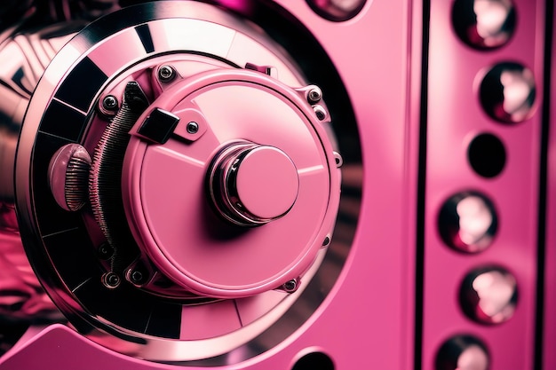 A pink machine with a large knob on it