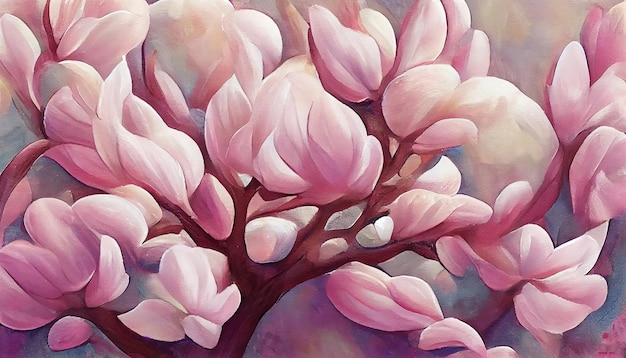 Pink magnolia tree in blossom beautiful flower