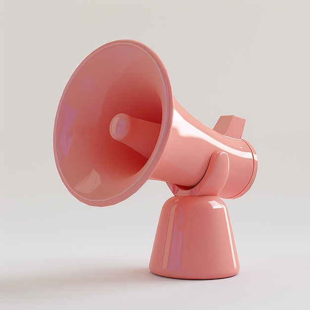 a pink megaphone with a blue and pink cover that says  the word megaphone