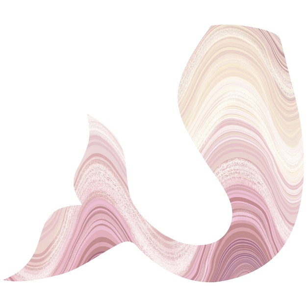 Pink mermaid Tail handdrawn illustration Marble Fishtail