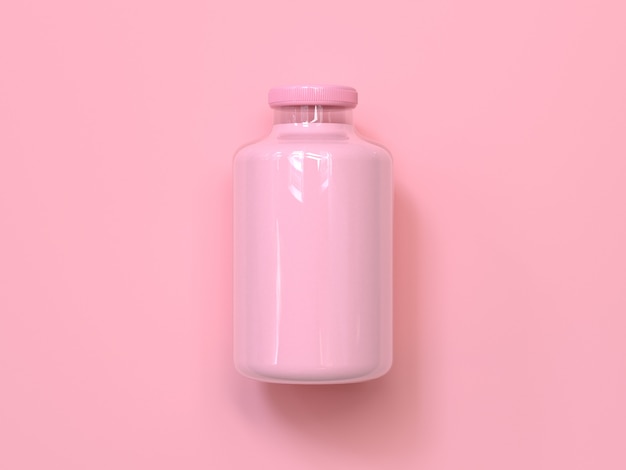 pink milk bottle 3d rendering