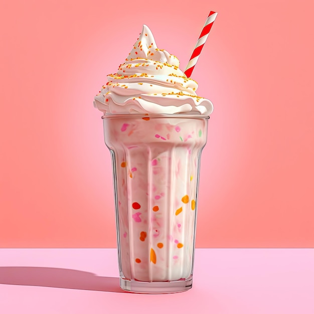 Pink milkshake A light refreshing dessert Protein shake AI generated