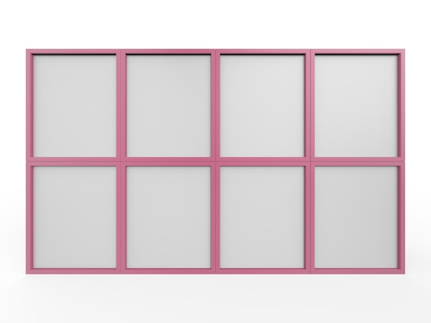 Pink mockup blank multimedia wall 3d illustration