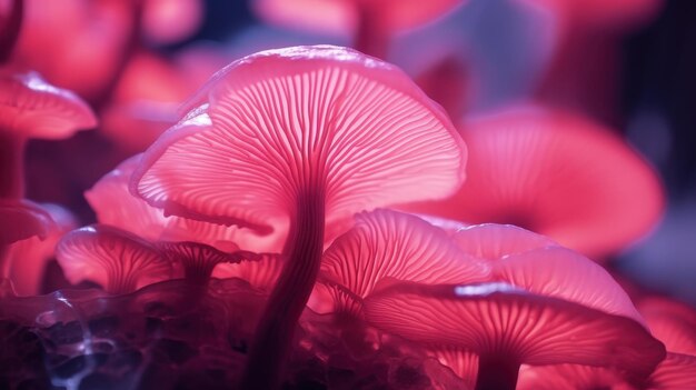 Photo pink mushrooms in the forest