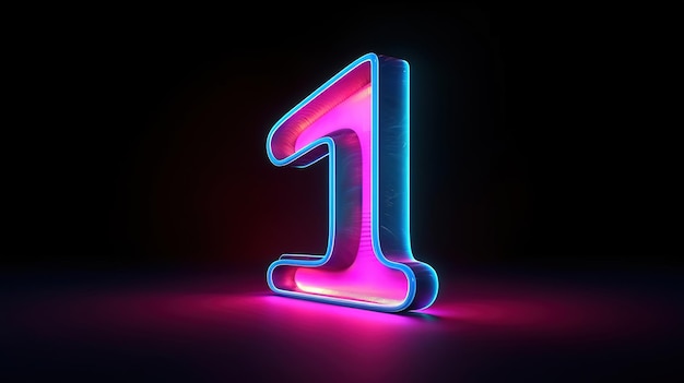 Pink neon glow number 1 vector font typography Generative Ai