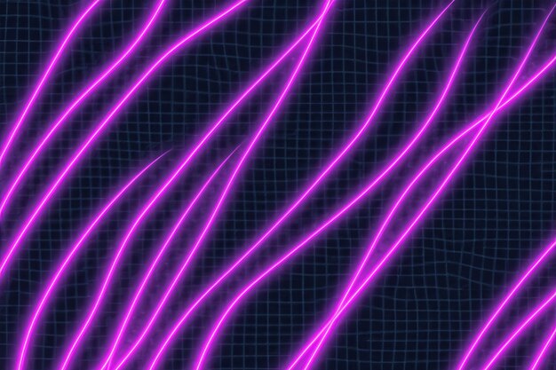 Photo pink neon light lines glowing on dark tiled wall