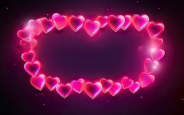 a pink neon light with hearts of heart