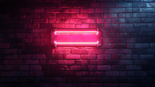 Photo a pink neon sign with a blank space is mounted on a brick wall