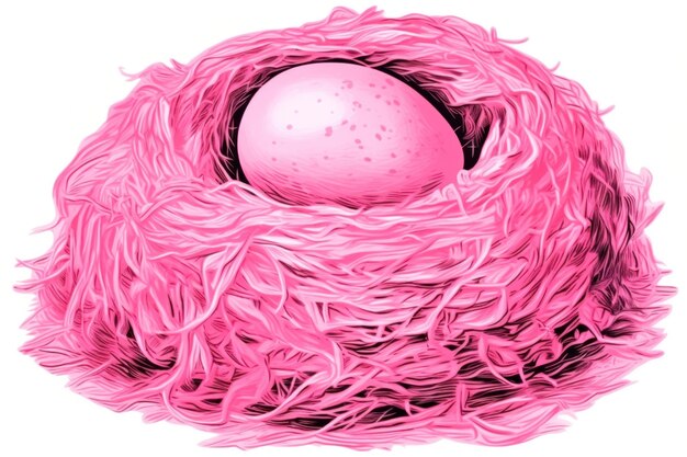 Photo pink nest with single egg