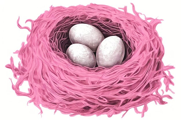 Photo pink nest with white eggs