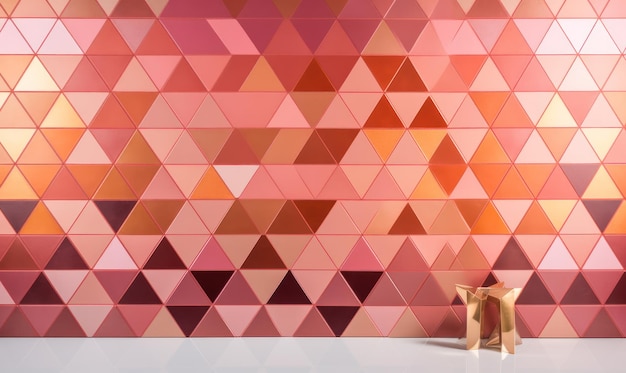 A pink and orange geometric wallpaper with a triangle pattern.