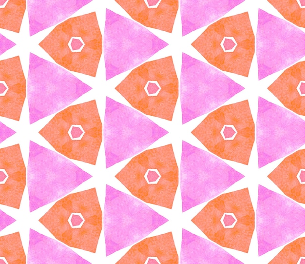 Pink orange retro seamless pattern Hand drawn watercolor ornament Splendid repeating tile Imaginative fabric cloth swimwear design wallpaper wrapping