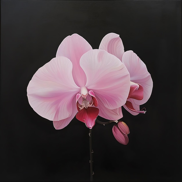 Pink Orchid on Black Background