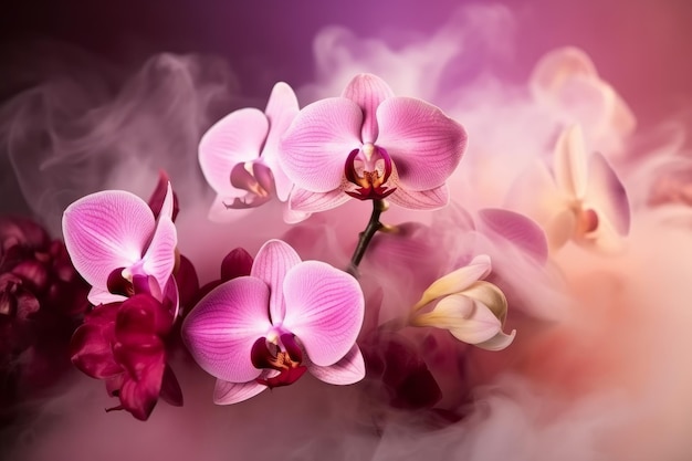 Pink orchids flowers Generate Ai