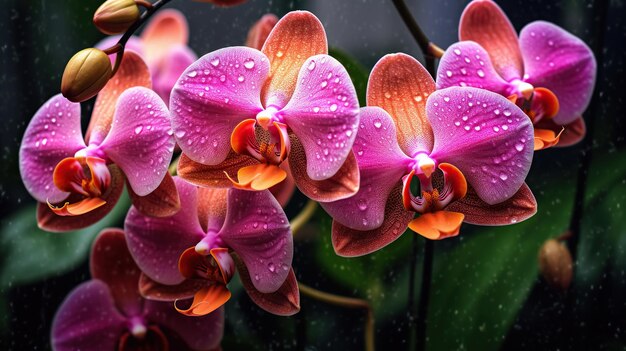 Pink orchids in the garden Phalaenopsis orchid generative AI