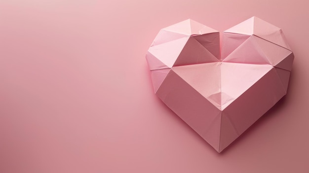 Pink Origami Heart on a Pastel Background