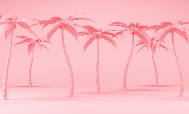 Pink palm on a pastel background d rendering