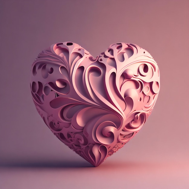 A pink paper heart with a floral design in the middle.