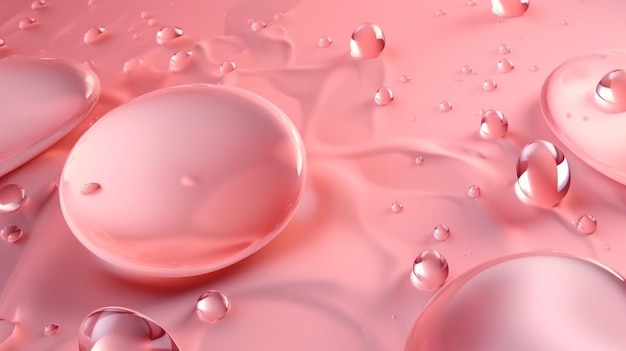 Pink pastel background with drops Illustration AI GenerativexA