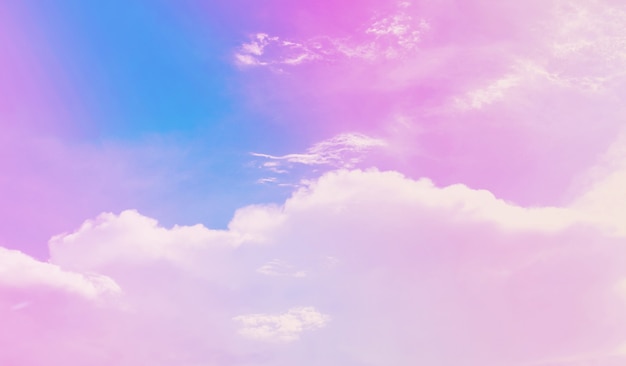 Pink pastel sky for background. Beautiful romantic dreamy clouds